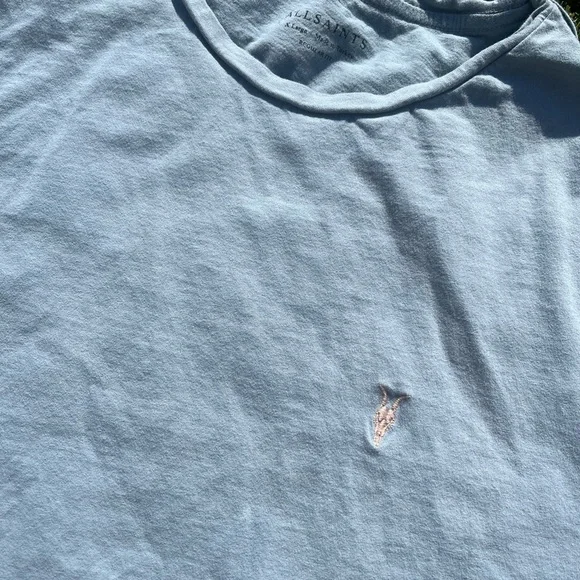 Men’s Allsaints Blue Tonic Crew Neck Slim Ramskull T-Shirt - Picture 3 of 4